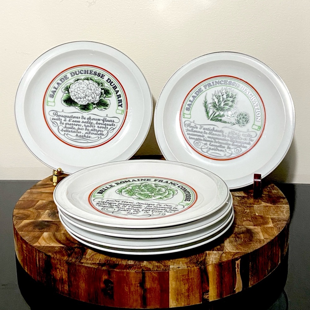 Toscany Collection Vinaigrette Pattern Elegant salad Plate Set of 6